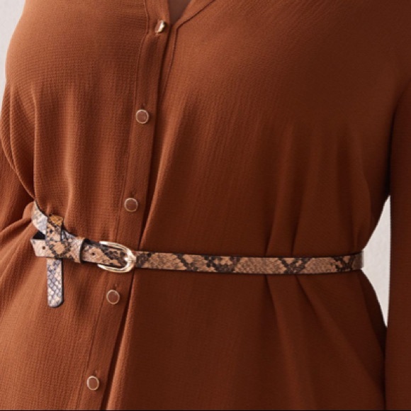 Gold Brown Black Embossed Faux Reptile Snake Skin Skinny Belt 3x XXXL 4X XXXXL - Picture 3 of 5